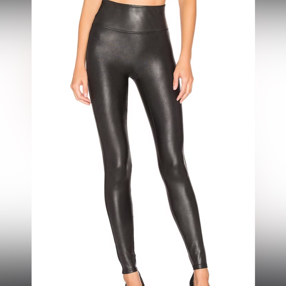 Spanx Black Faux Leather Leggings Petite XS